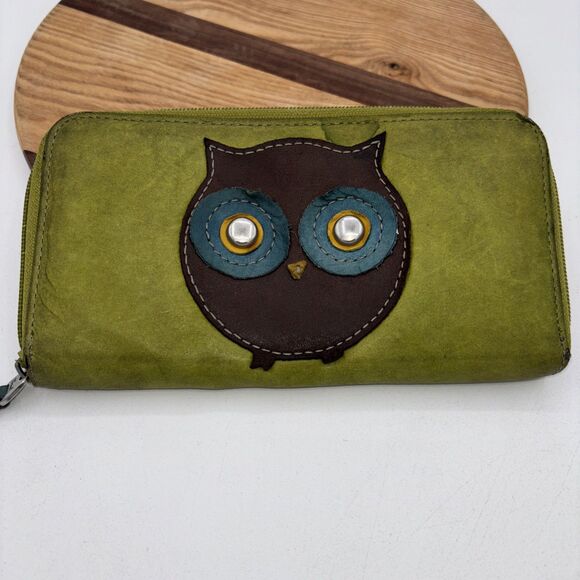 Fossil OLIVE GREEN GENUINE LEATHER ID BILL CARD ZIP WALLET CLUTCH W Bag - Picture 1 of 8